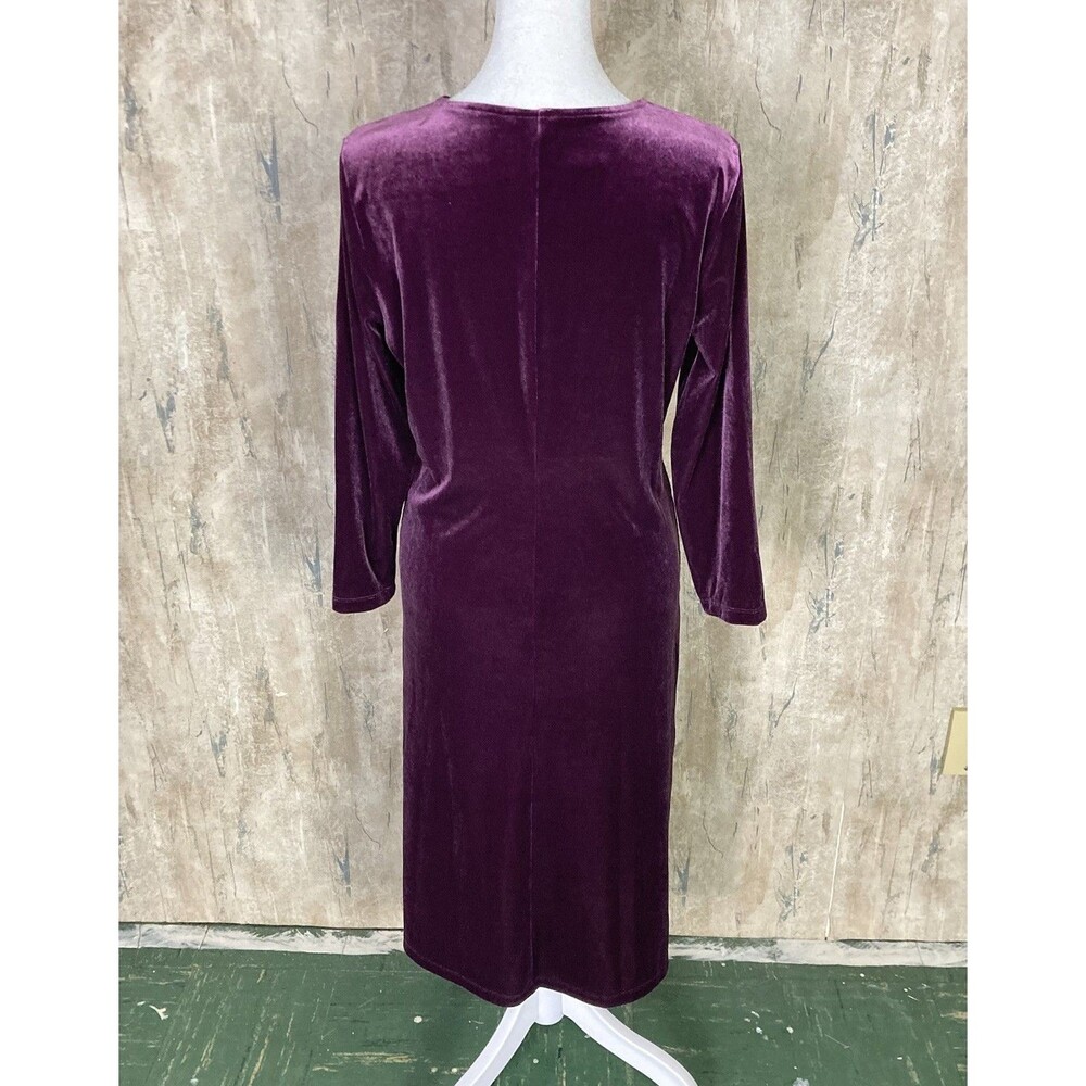Lands End Small Velvet Knot Midi Dress Purple Stretch NWT - Picture 3 of 9